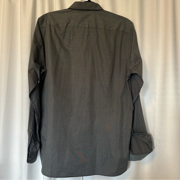 Ted Baker London Mens Shirt 5 XL Long Sleeve Button Up Gray Stripe Flip Cuff - Picture 6 of 13